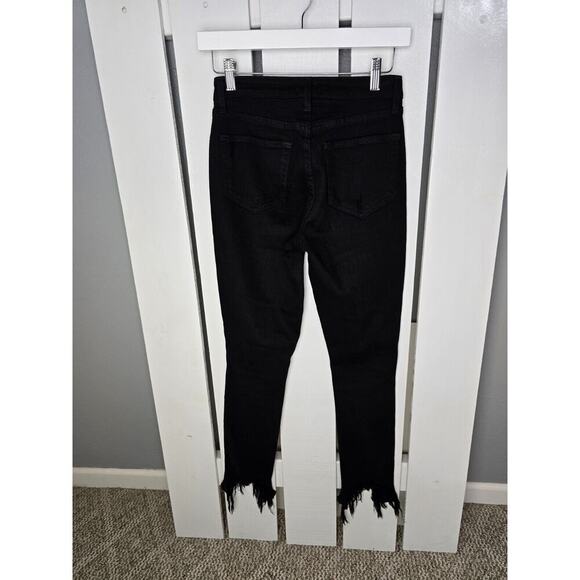 L'Agence High Line Skinny High Rise Saturated Black Distruct Distressed Jeans 24 - Picture 2 of 16